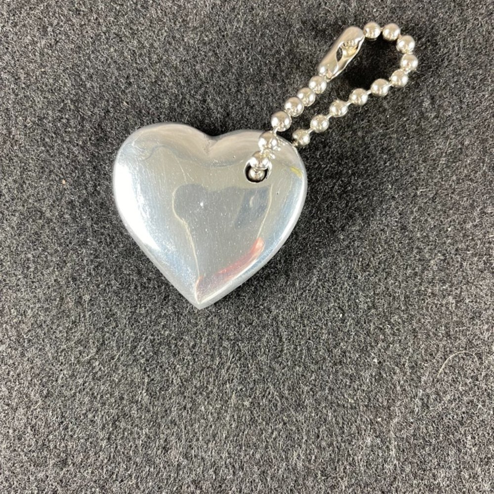 Silver Heart Pendant/Charm/Key Chain With Box Nice Weight and Feel
